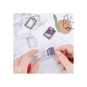 OLYCRAFT Dijes de bisel abierto colores mixtos Plata_3