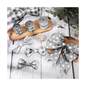 Cinta gris con borde con alambre 3 rollos de cinta a_4