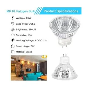MR16 Bombilla halógena de 20 W regulable 12 V GU5.3_3