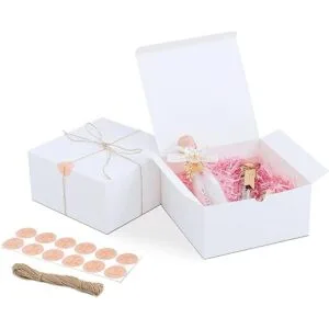 YUEFANBOX Cajas de regalo blancas de 8 x 8 x 4 pulgadas_1