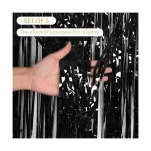 Paquete de 5 telón de fondo de flecos negros de 3.2 x 8.2_2