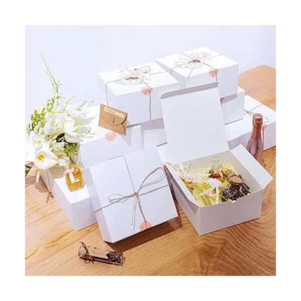 YUEFANBOX Cajas de regalo blancas de 8 x 8 x 4 pulgadas_6