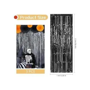Paquete de 5 telón de fondo de flecos negros de 3.2 x 8.2_3