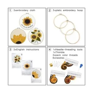 Armindou Juego de 3 juegos de bordado con patrón de_6