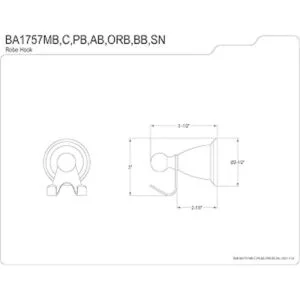 Kingston BA1757C Heritage Gancho para bata 3.4 in cromo_3