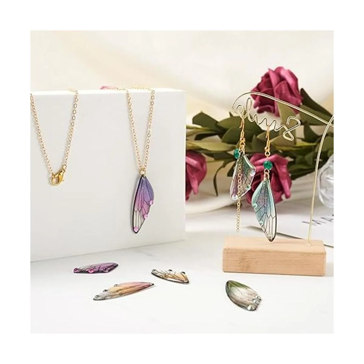 FASHEWELRY 20 dijes de alas de mariposa de resina alas de_2