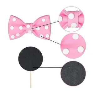 Decoración de pastel de ratón lazo y orejas rosadas_3