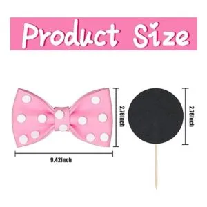 Decoración de pastel de ratón lazo y orejas rosadas_2