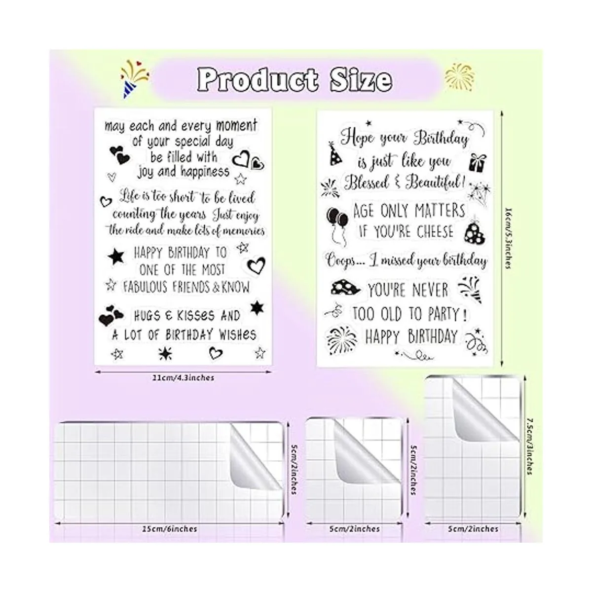 Juego de 4 sellos transparentes de goma para hacer_3
