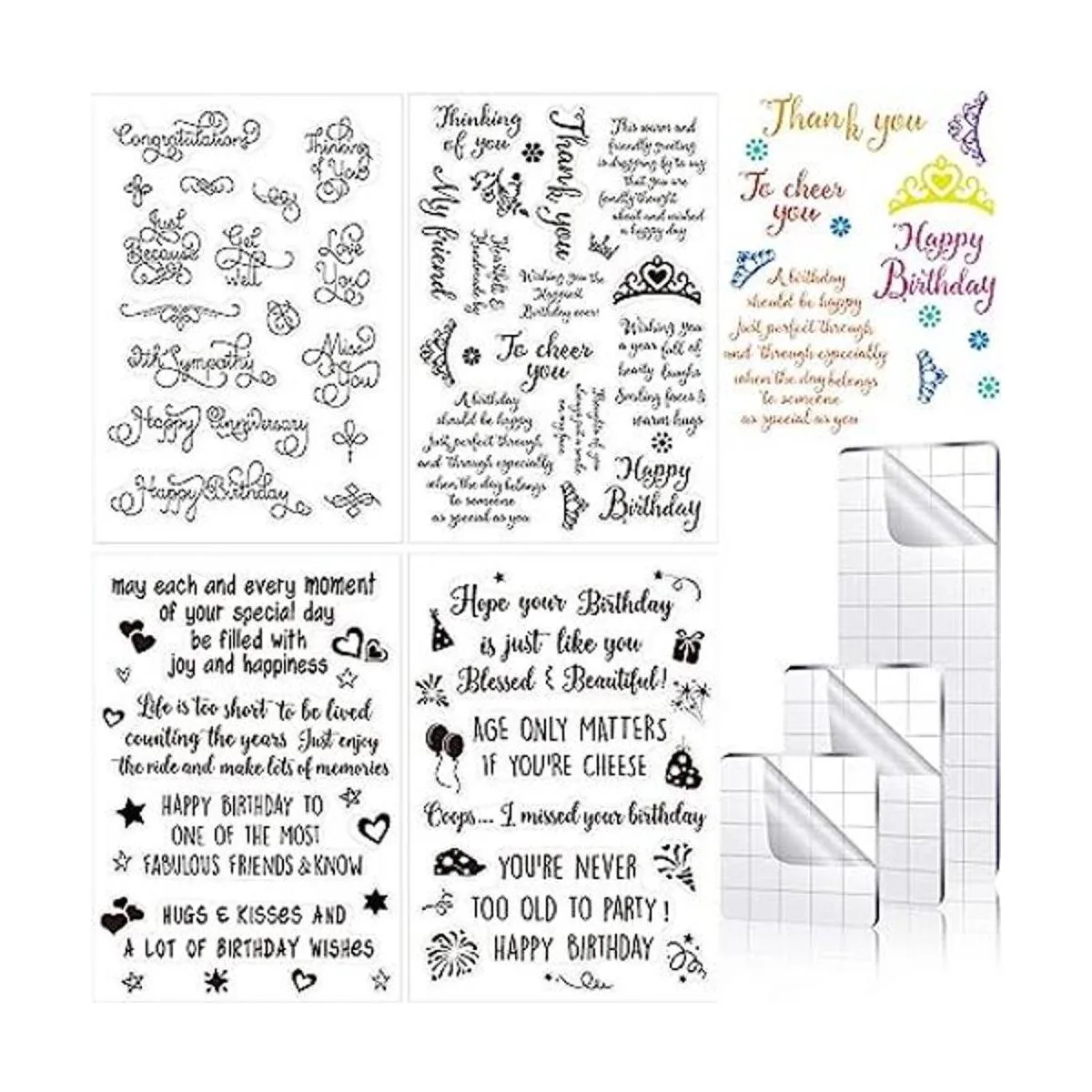 Juego de 4 sellos transparentes de goma para hacer_1