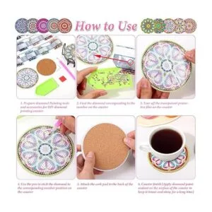 Juego de posavasos de pintura de diamantes 10 posavasos_5