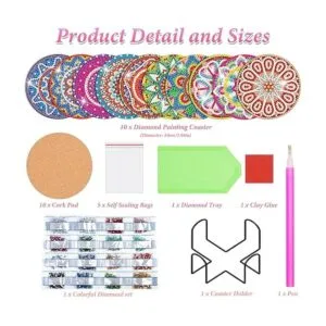 Juego de posavasos de pintura de diamantes 10 posavasos_3