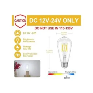 Bombilla Edison de 12 V 6 W E26 12 voltios LED luz diurna_3