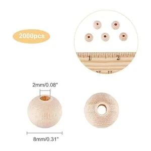 PH PandaHall 2000 cuentas de madera natural de 0.315 in_5