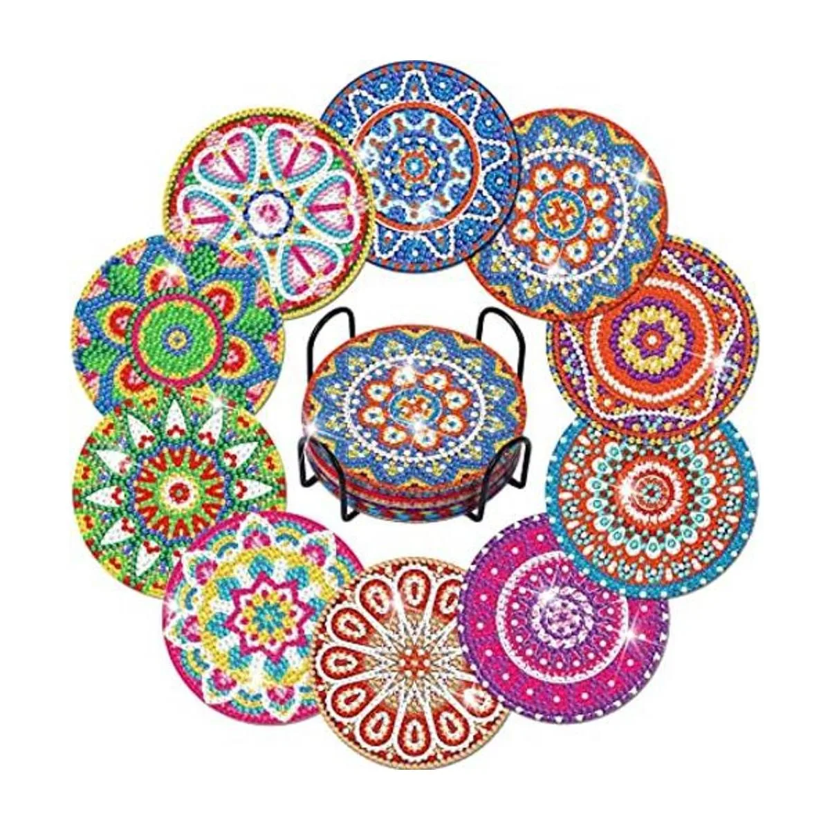 Juego de posavasos de pintura de diamantes 10 posavasos_1