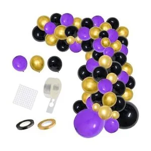 Kit de guirnalda de globos de color morado y dorado y_1