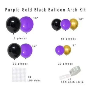 Kit de guirnalda de globos de color morado y dorado y_2