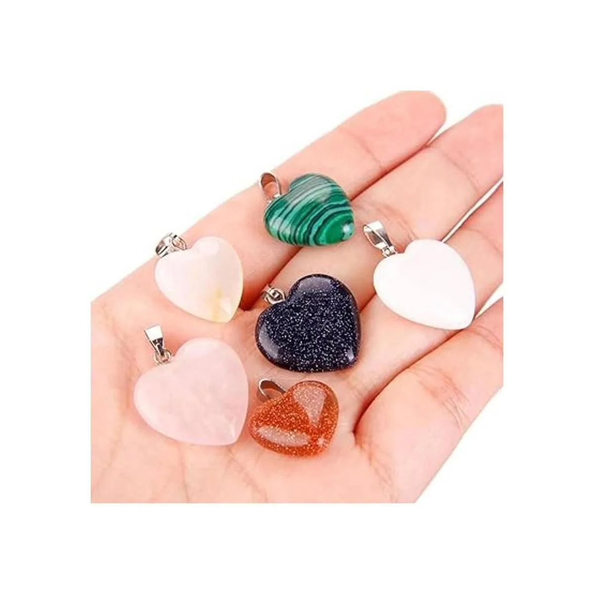 KeyZone 20 dijes de piedra en forma de corazón cuentas de_4