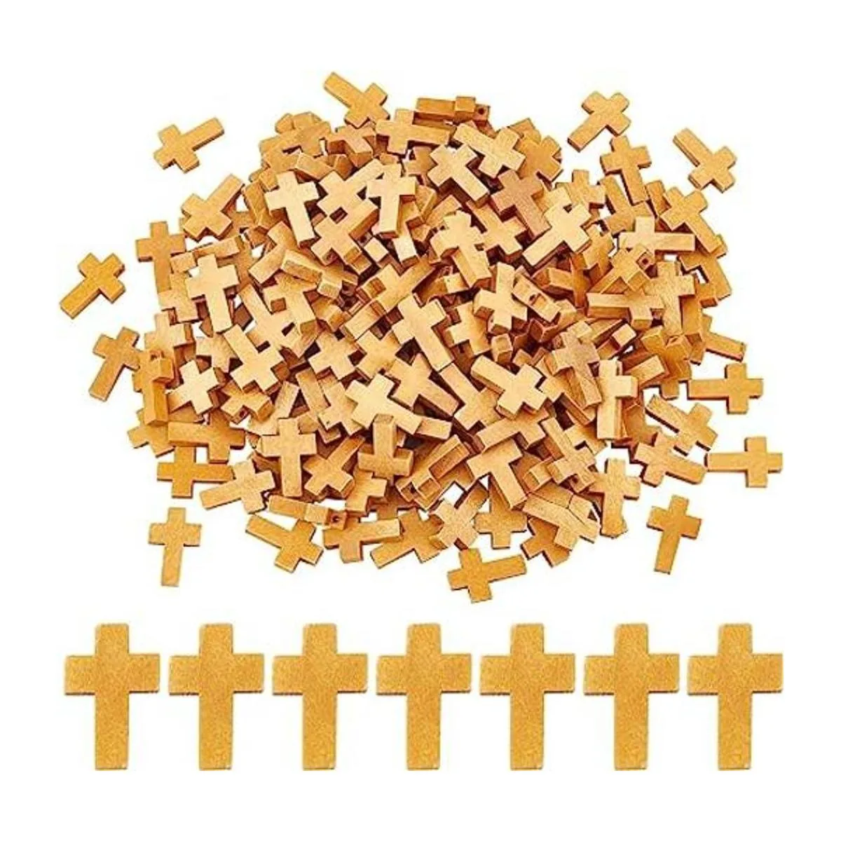 SUNNYCLUE 200 colgantes de cruz de madera natural_1