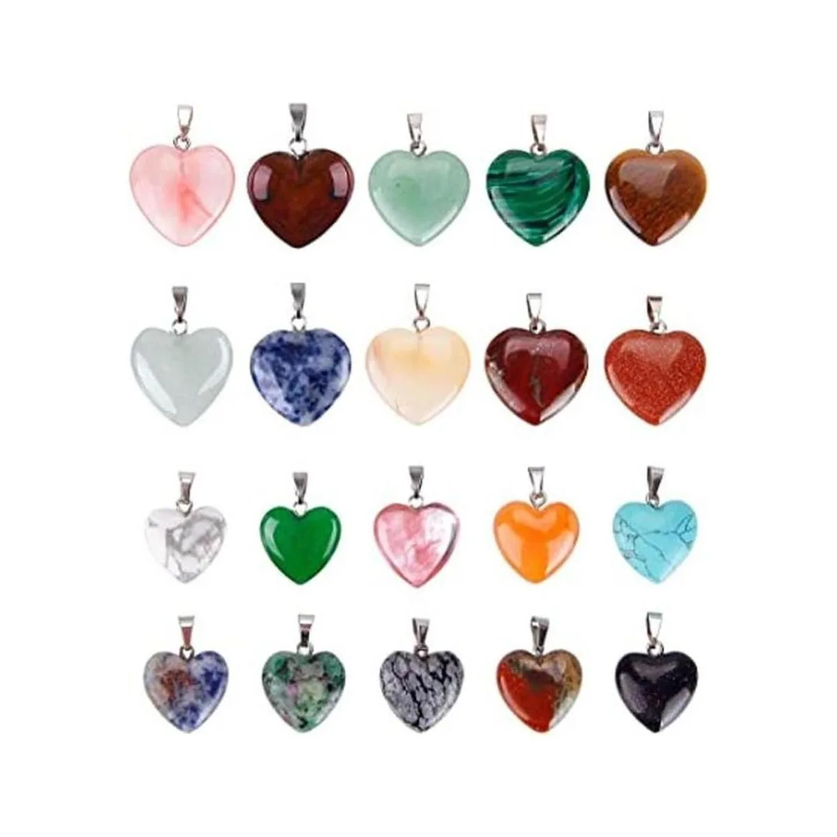 KeyZone 20 dijes de piedra en forma de corazón cuentas de_1