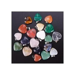 KeyZone 20 dijes de piedra en forma de corazón cuentas de_5