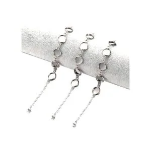SHUNAE Juego de 5 pulseras redondas de acero inoxidable_1