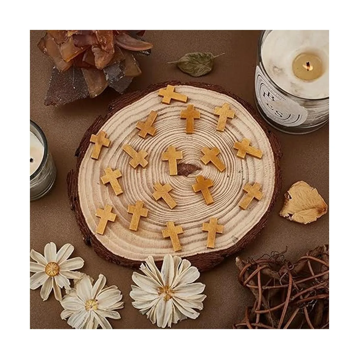 SUNNYCLUE 200 colgantes de cruz de madera natural_4