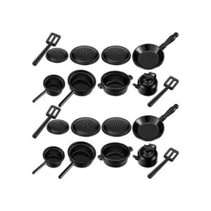 20 piezas de ollas y sartenes de metal en miniatura para_1