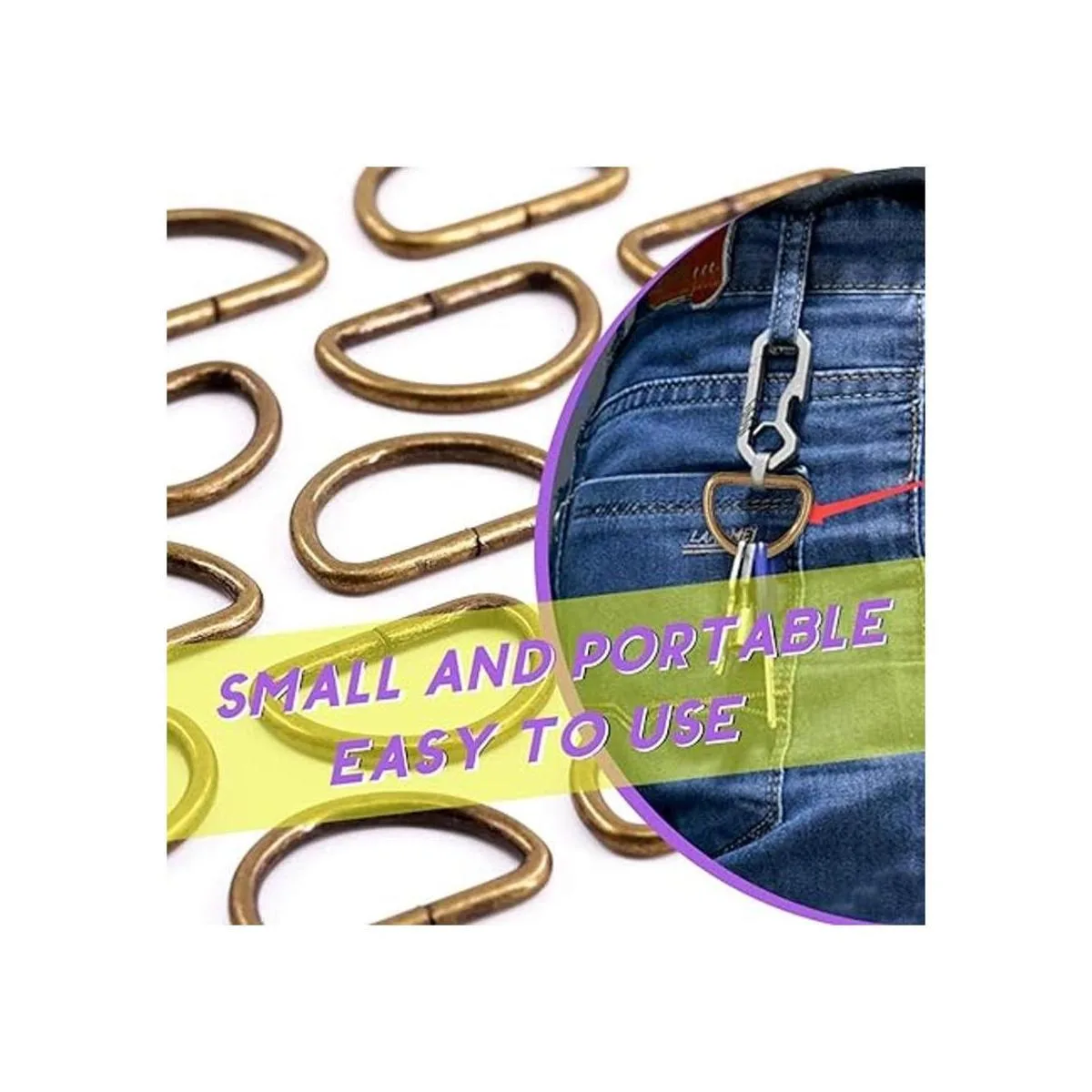 Swpeet 150 anillos en D semicirculares de bronce de 0.984_7