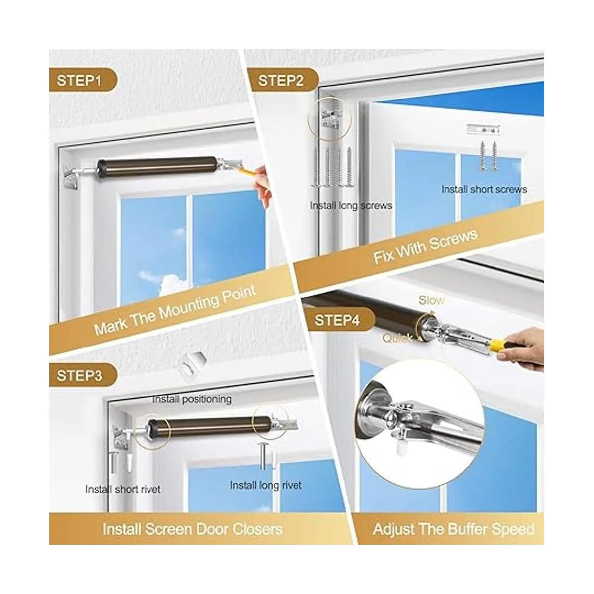 Cierrapuertas de pantalla soporte neumático ajustable_6