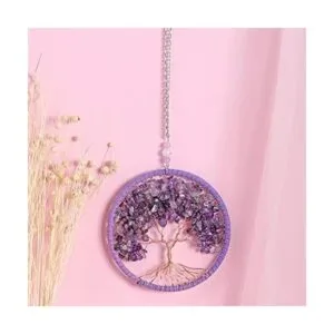 rbol de la vida colgante ornamento piedras de chakra_4