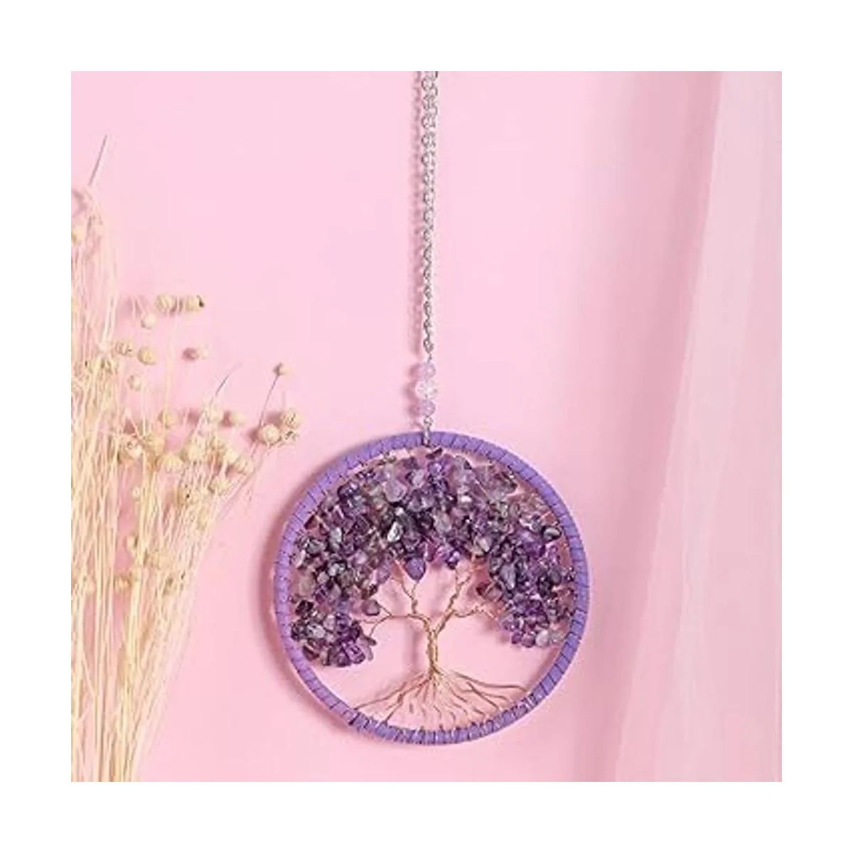 rbol de la vida colgante ornamento piedras de chakra_4