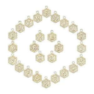 SUNNYCLUE 1 caja de 26 dijes hexagonales chapados en oro_1