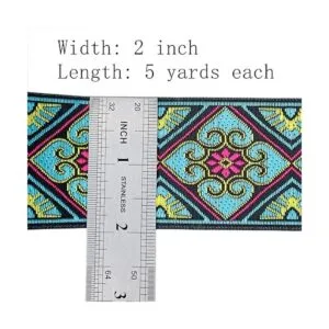 Cinta jacquard bohemia con ribete geométrico tejido_2