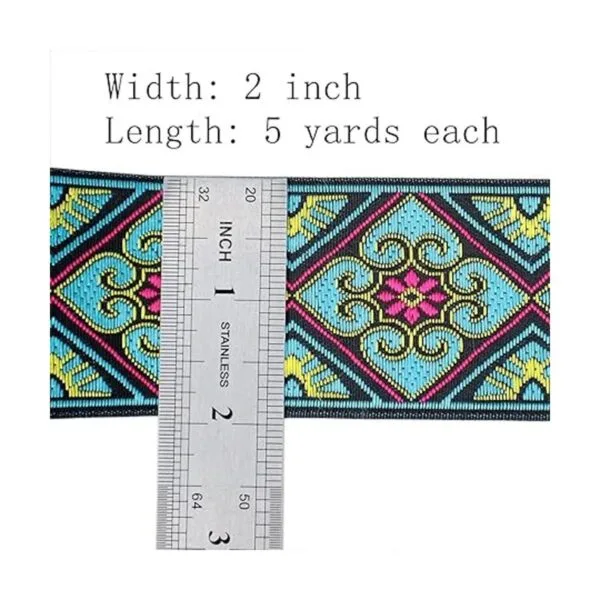 Cinta jacquard bohemia con ribete geométrico tejido_2
