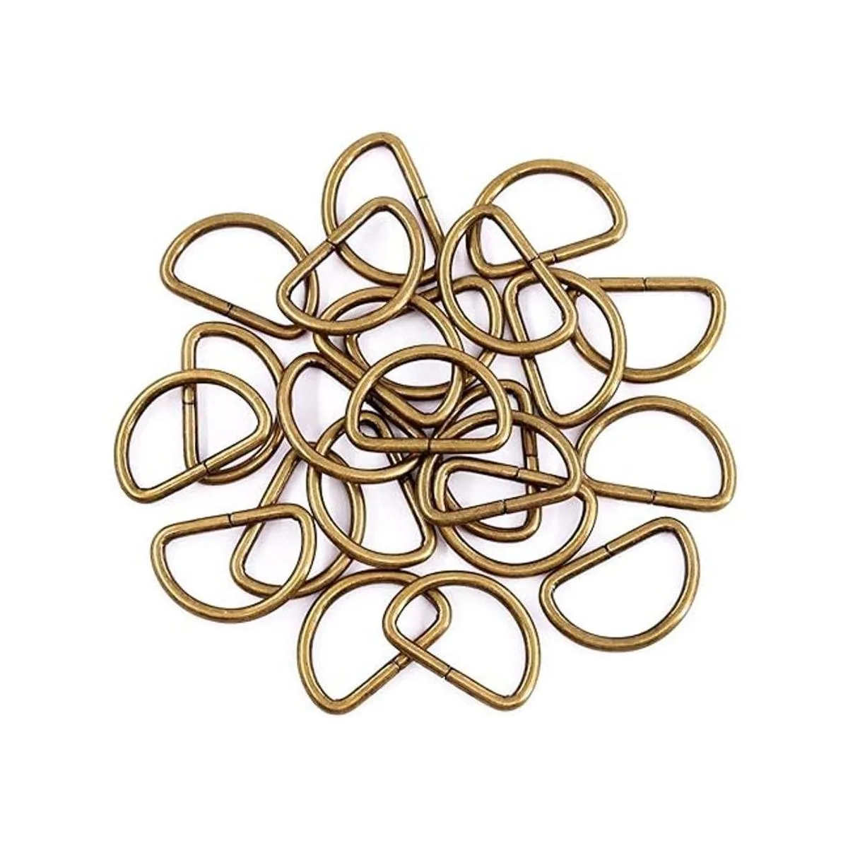 Swpeet 150 anillos en D semicirculares de bronce de 0.984_4