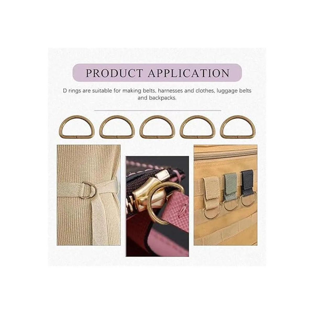 Swpeet 150 anillos en D semicirculares de bronce de 0.984_6