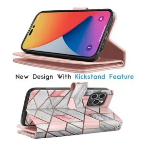 Tekcoo Funda tipo cartera compatible con iPhone 14 Pro_4