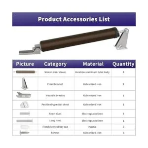 Cierrapuertas de pantalla soporte neumático ajustable_7