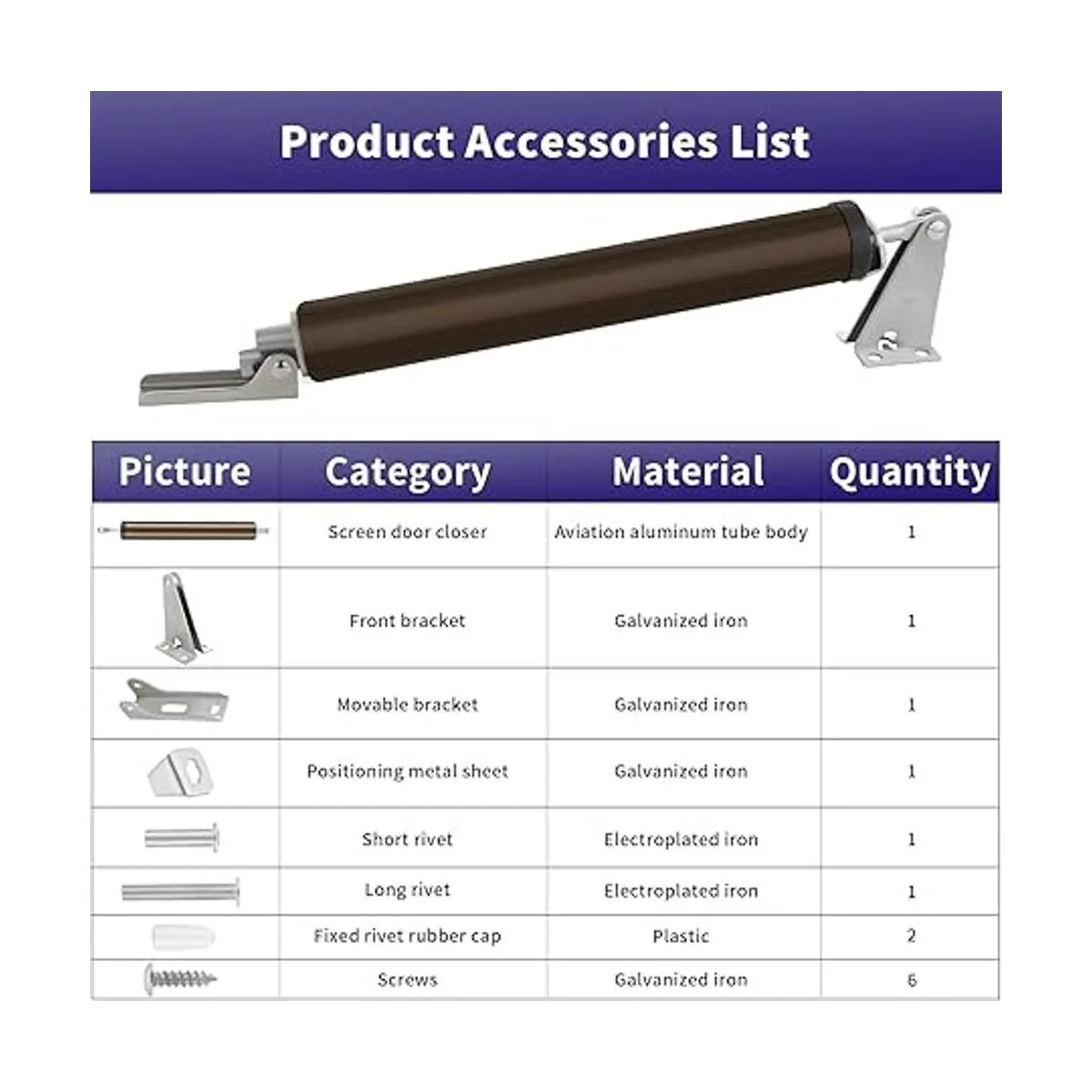 Cierrapuertas de pantalla soporte neumático ajustable_7