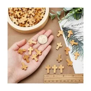 SUNNYCLUE 200 colgantes de cruz de madera natural_3