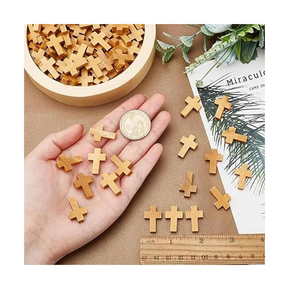 SUNNYCLUE 200 colgantes de cruz de madera natural_3