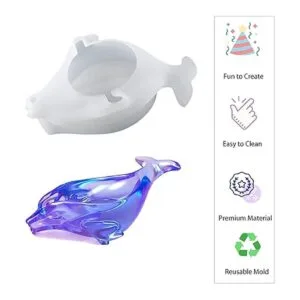 Soporte de jabón de delfín autodrenante molde de resina_6