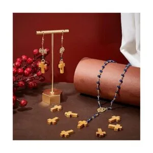 SUNNYCLUE 200 colgantes de cruz de madera natural_5
