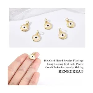 BENECREAT 10 dijes de esmalte de mal de ojo chapado en oro_3