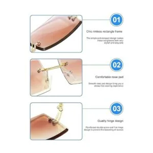 3 pares de gafas de sol rectangulares sin montura teñidas_3