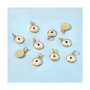 BENECREAT 10 dijes de esmalte de mal de ojo chapado en oro_4