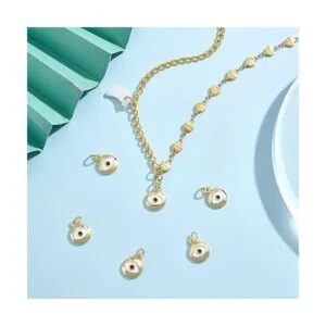 BENECREAT 10 dijes de esmalte de mal de ojo chapado en oro_5