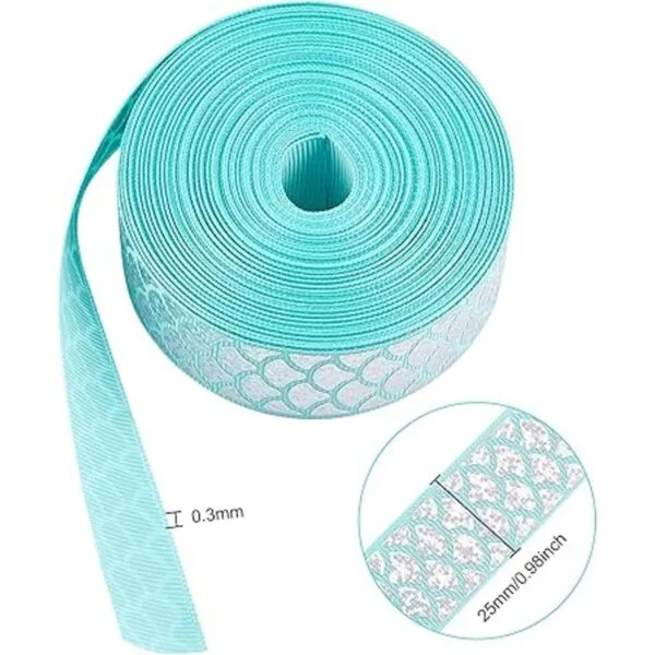 FINGERINSPIRE Cinta de sirena de 10 yardas color azul_2