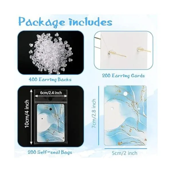 Juego de 800 tarjetas de aretes con diseño de mármol con_4